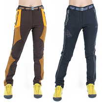 Winter outdoor punching pants women Body Windproof waterproof hiking Hiking Mountaineering Pants Warm elastic Softshell Grip Suede Pants Ski