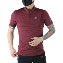 South Korea outdoor quick-drying T-shirt mens short sleeve slim breathable mountaineering quick-drying casual compassionate shirt stand collar anti-ultraviolet