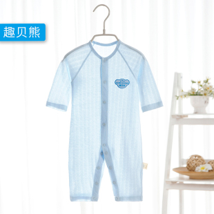 婴儿连体衣服夏装薄款纯棉爬服初生儿