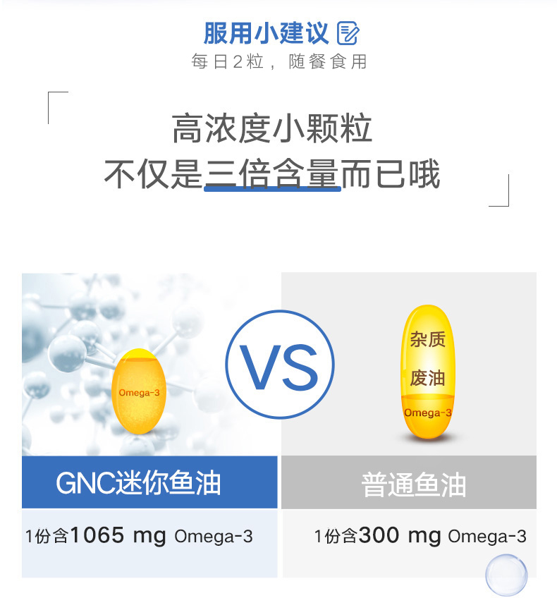 GNC健安喜小蓝瓶进口三倍迷你鱼油240粒