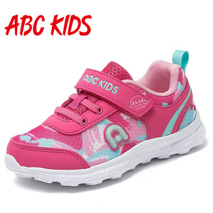 abckids女童鞋子 2018秋季新款魔术贴运动鞋小孩透气网鞋公主跑鞋