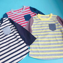 one thousand * boy pure cotton spring autumn long sleeve striped T-shirt 80-130