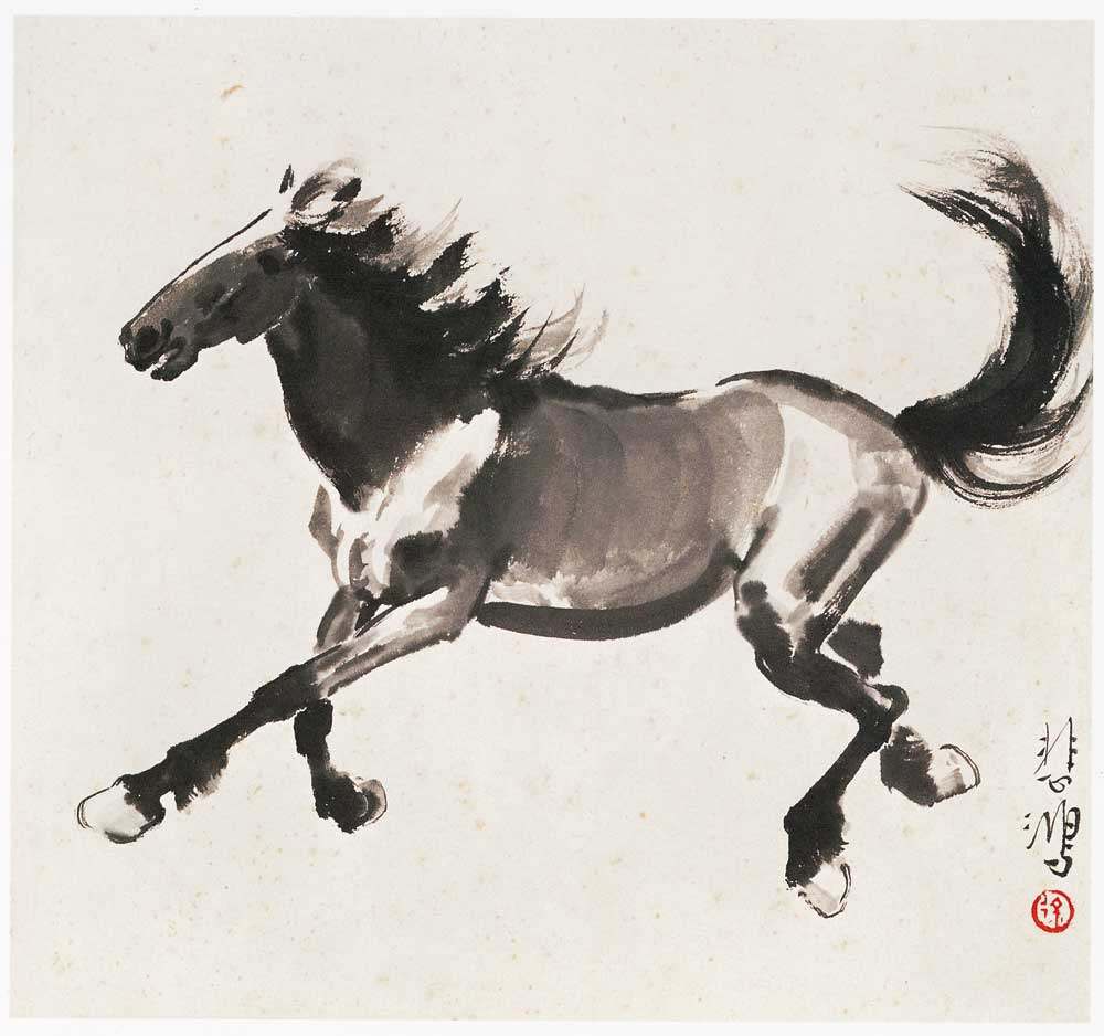 仿古画 复制 徐悲鸿 十二生肖 马 30x28 小.