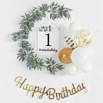 1 year old birthday layout Net red background wall ins girl birthday party decoration birthday balloon female treasure