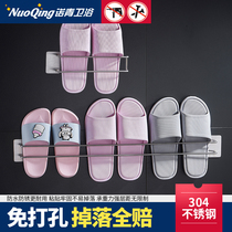 Bathroom trailer rack wall-mounted non-perforated toilet shoes storage artifact slippers storage rack drain hanger