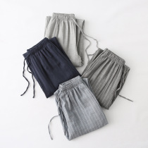 Foreign Trade Days Single Spring Autumn Summer Pure Cotton Gauze Mens Sleeping Pants Day Department Casual Pure Cotton Linen Thin HOME LONG PANTS