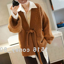 Heavy Pound Series Pure Goat Sweatshirt European and American Winter Complicated Weaselwear twisted belt cashmere knitted cardiovert sweater jacket