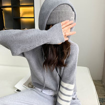 TB Hooded Sweatshirt Hooded Sweatshirt Woman Loose Casual lazy knitted sweatshirt Long sleeves Four track barbed bottom 100 hitch