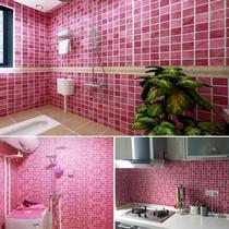 Tiles self-adhesive padded pink wallpaper kitchen bathroom waterproof and moisture-proof refurbished stickers wall stickers mosaic