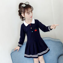 Girl dress autumn 2021 new foreign style Net Red big childrens college style girl summer long sleeve skirt