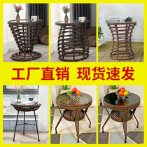 Balcony Small Tea Table Round Tempered Glass Table Casual Square Table Minima Table Minima Weave Home Tea Table And Chairs Tea Table