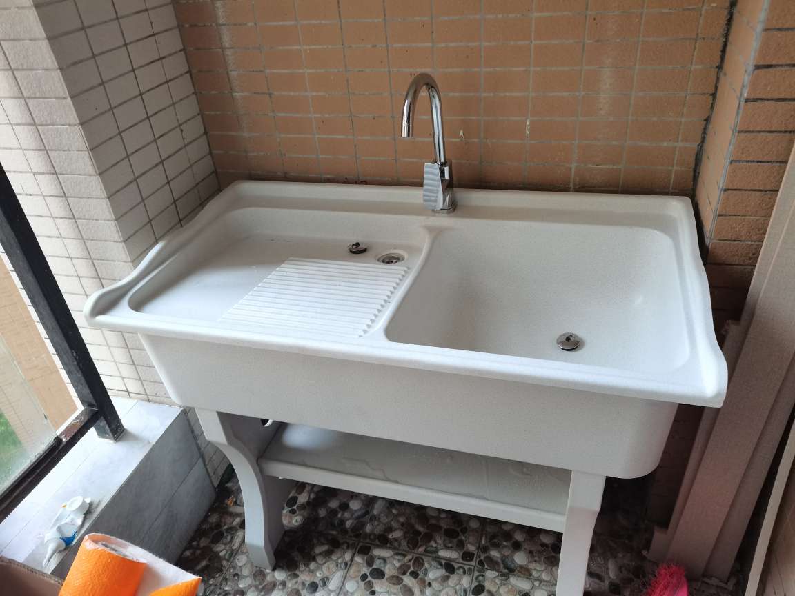 洗衣池带搓衣板室外阳台家用石英石水槽大理石庭院一体洗手盆