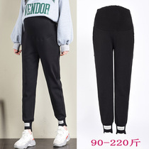 Pregnant womens pants autumn and winter clothes plus velvet thick size spring and autumn warm outside wear pregnant womens base long pants fashion tide mother