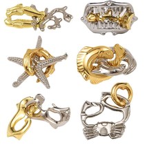 Crab mouth survival magic gold unlock alloy crab Pisces starfish seahorse coral metal burning brain puzzle unlock toy