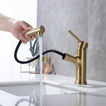 Pull gold toilet pull faucet white wash basin single hole basin faucet low hot and cold faucet