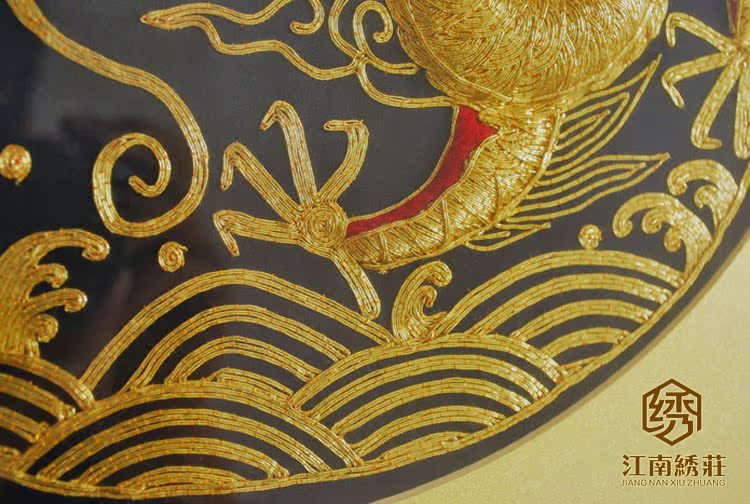 瑞和泰苏绣特色手工艺盘金绣成品居家装饰挂画礼品龙凤戏珠 多款_双氙