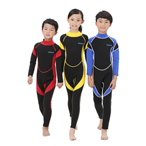 Thick cold-proof warm swimsuit Children and girls boys middle and big children one-piece long-sleeved trousers professional training swimsuit