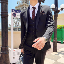 Suit suit mens Korean version of slim professional formal dress Groom wedding dress British style handsome casual small suit