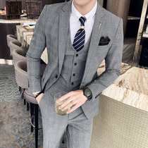 Suit suit mens Korean casual wedding best man dress business casual professional wear trend British suit men