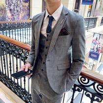 Suit suit mens two-piece suit business professional casual wear trend wedding dress Korean slim single western jacket