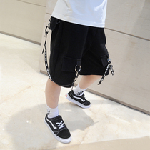 Tide childrens clothing summer childrens five-point pants handsome boy middle pants black overalls boy shorts loose webbing