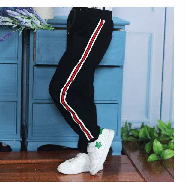 女童运动裤秋冬款男童裤子加绒中大童金丝绒卫