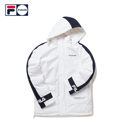 FILA FUSION 斐乐2019冬季新款休闲运动时尚连帽中长款羽绒服男