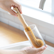 spa natural coconut palm wash cup brushed milk bottle brush long handle kitchen wash cup brush glass cup cleaning brush