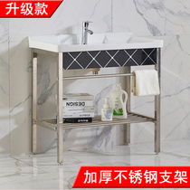Balcony laundry washbasin Stainless steel bracket washbasin Bathroom washbasin Simple floor-to-ceiling ceramic basin All-in-one