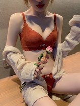 Mannifin bra red underwear female gathering adjustment type bra without steel ring