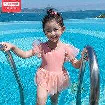 Children's Swimsuit 2022 New Girl Baby Swimsuit Cute Little Girl Bowner Skirt Net Swimsuit