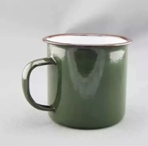 Nostalgic Classics Army green tang ci bei 9cm enamel cup old-fashioned tea gang zi xi shu bei liberation vintage Cup