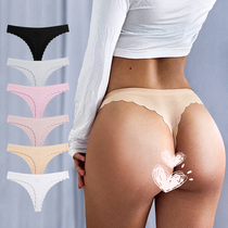 One-piece sexy wave edge yoga sports panties Peach hips comfortable T-pants Quick-drying breathable fitness thong