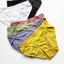 New ribbed cotton low-waisted briefs for women sweat-absorbing breathable retro belly hip mid-high-waisted panties for women
