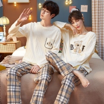 Couples Pyjamas Womens Spring Autumn Winter Long Sleeves Cotton 2021 New Tidal Bears Net Red Pops for mens home Suits Suits