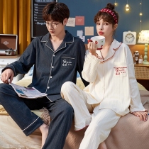 Couples pyjamas womens spring and autumn winter long sleeves cotton quality 2021 new piglet dolls collar mens home suits suit