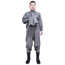 Sewing pants thick wear-resistant one-piece rain pants shoes half-body waterproof clothes water pants Fishing Fishing full-body leather fork water shoes