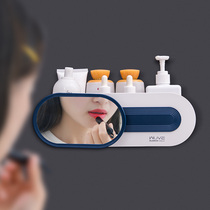 (With mirror) toilet shelf bathroom storage rack free of punching