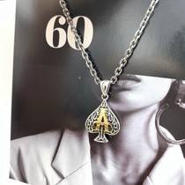 s925 Style silver and European and American fashion style made old poker spades love pendant for mens personality trend collapse