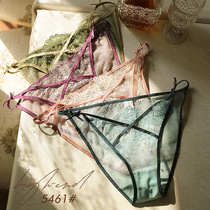 Sexy cross embroidery lace mesh panties womens breathable bow low waist perspective sexy thin belt briefs