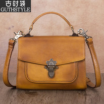Retro Bag Handmade Leather Bag Genuine Leather Womens Bag Small Bag Woman Single Shoulder Bag Handbag Handbag 2021 New Bull Leather