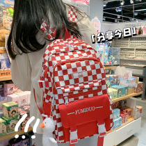 2022 new middle school students school bag female junior high school student red plaid cute Japanese students three to five sixth grade