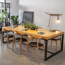loft computer desk iron strip solid wood long table industrial wind negotiation training table American large conference table