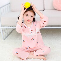 Childrens sleepwear girls summer thin girl long sleeve zhong tong cotton silk tracksuit set mian chou Ice Silk Air conditioning suit temperatures controller