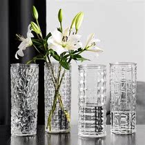 Large number of transparent crystal glass vases Water peat-rich and expensive bamboo lilies dry flower livingroom flower arrangement straight cylinder floral pendulum pieces