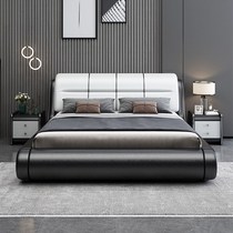Leather bed 1 8 m double bed 1 5 modern minimalist wedding bed master bedroom soft bag tatami European storage leather art bed