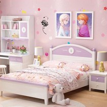 Solid wood children Girl princess bed single girls 1 5 Child 1 35 girlish pink 1 2 meters Wood