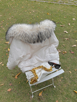 LDTJ Gaoding spring 2020 new loose medium and long large hair collar down jacket white duck down warm jacket