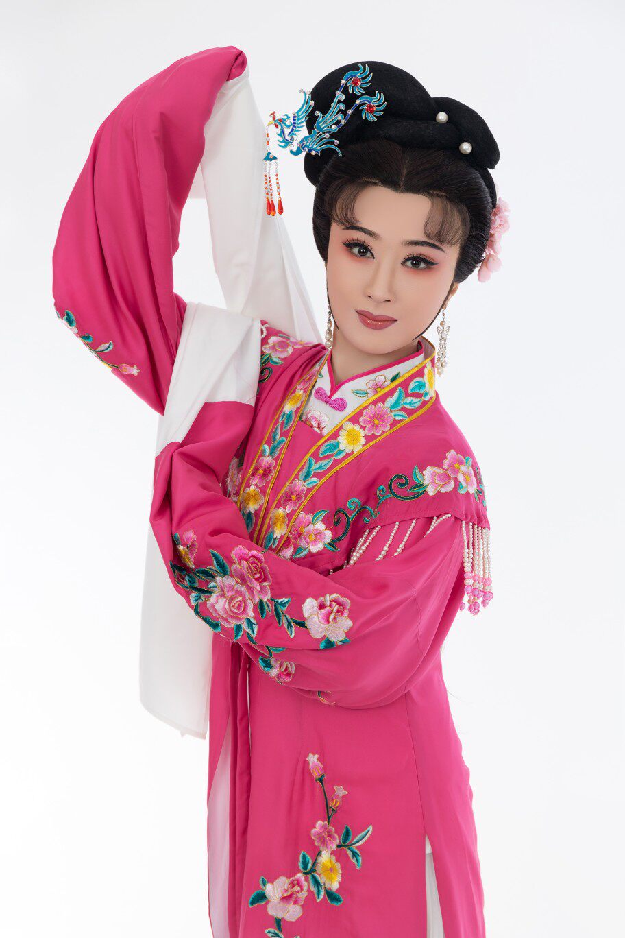 新款古装戏曲越剧黄梅戏花旦青衣小姐绣花细麻云肩女对披演出服