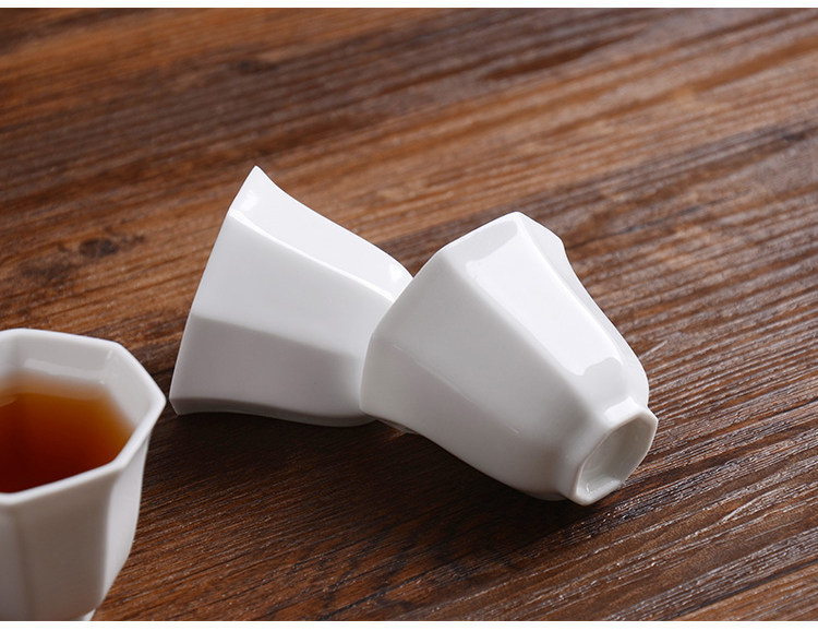 景德镇手工八角八方杯甜白釉主人杯小单杯品茗杯陶瓷功夫茶杯礼品